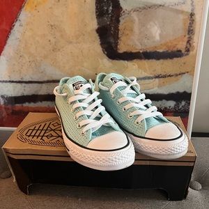 Aqua blue textile converse sneakers